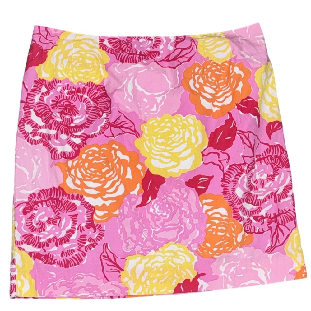 Lilly Pulitzer Vtg Fair Pink Winners Circle  
Ky Derby Floral 12 A-Line Cotton